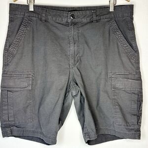 DKNY‎ Cargo Shorts Dark Gray Solid Pockets Cotton Flat Sz 36  Inseam 9.5"